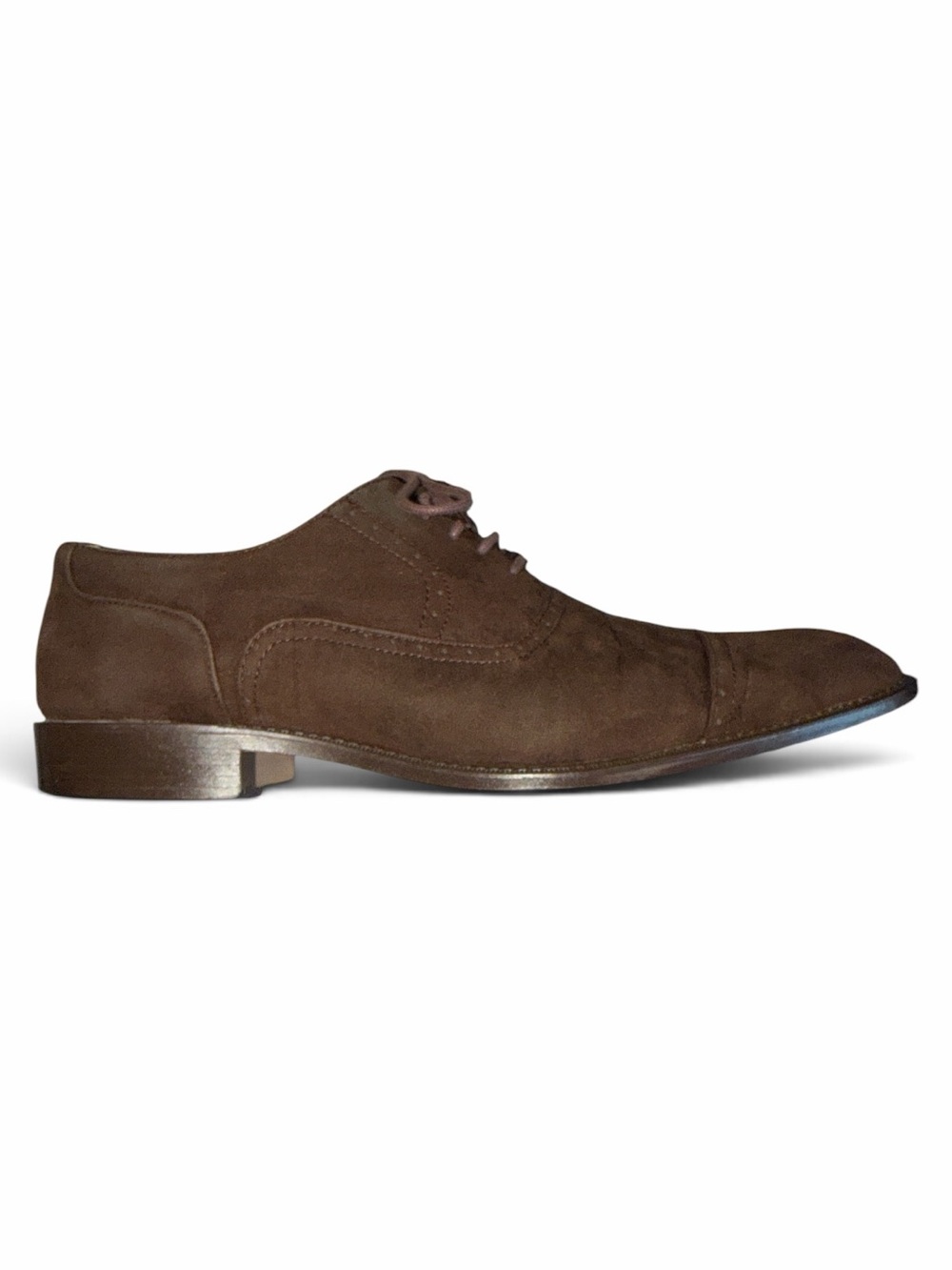 Amali Men's Size 13 Brown Faux Suede Cap Toe Oxford Dress Shoes Lace-Up Dapper